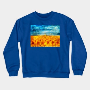 In the Ukraine sunflower field at sunrise Crewneck Sweatshirt